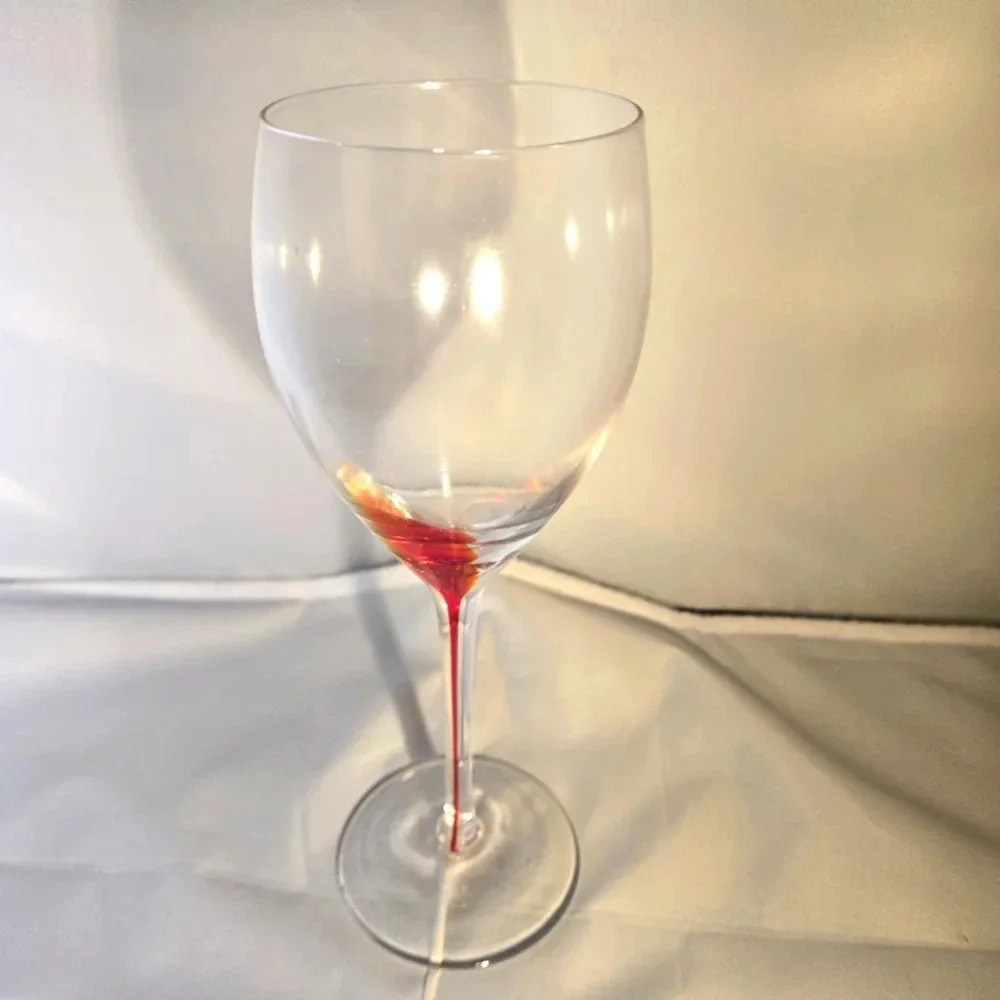 Nordic Crystal Wine Glass w/ Red Teardrop Gradient Stem Replacement Piece 8.75 "